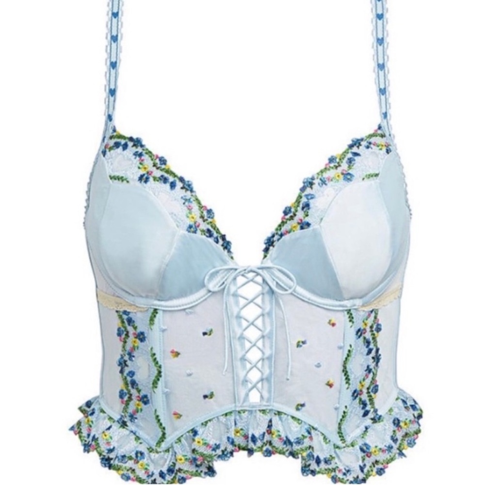 FOR LOVE & LEMONS Midsummer Embroidered Heart Bustier